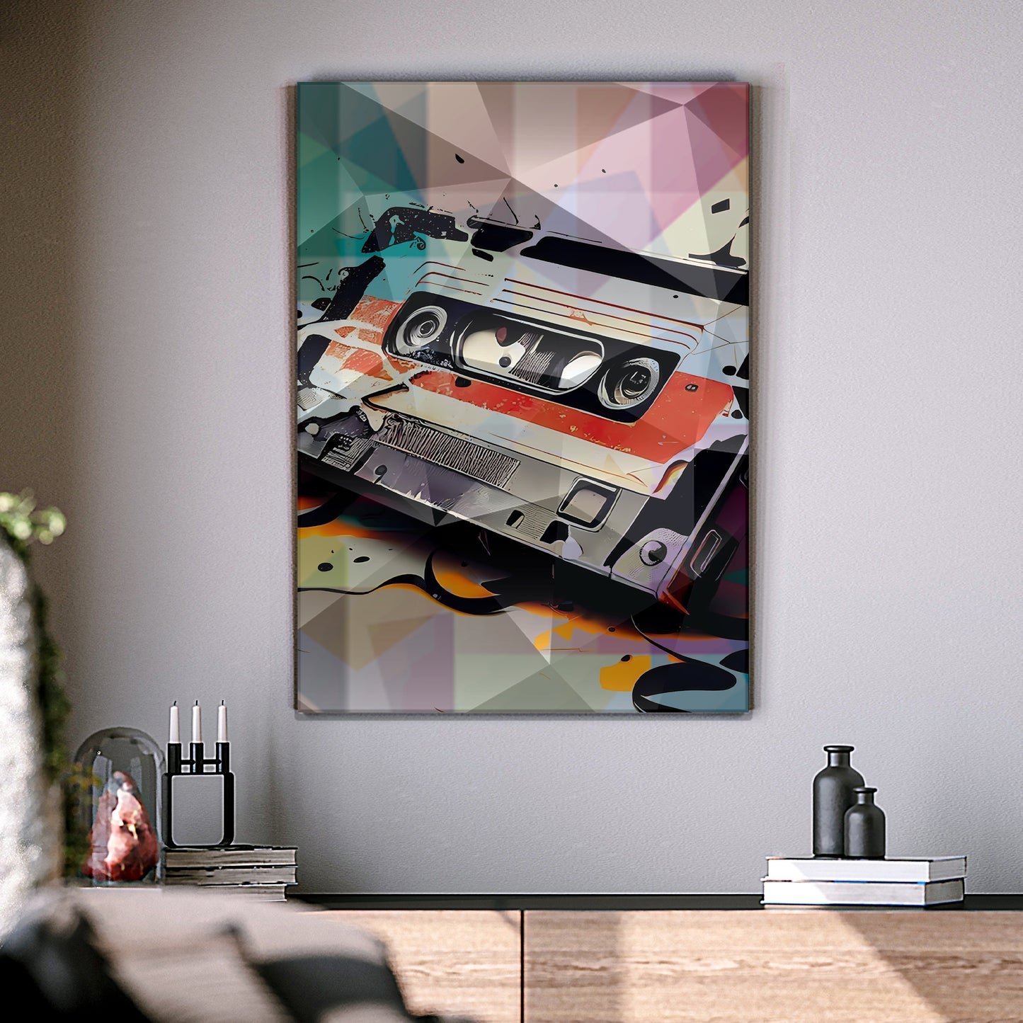Music Equipment Cassette Tape Abstract Canvas Wall Art Style 1 - Image by Tailored Canvases