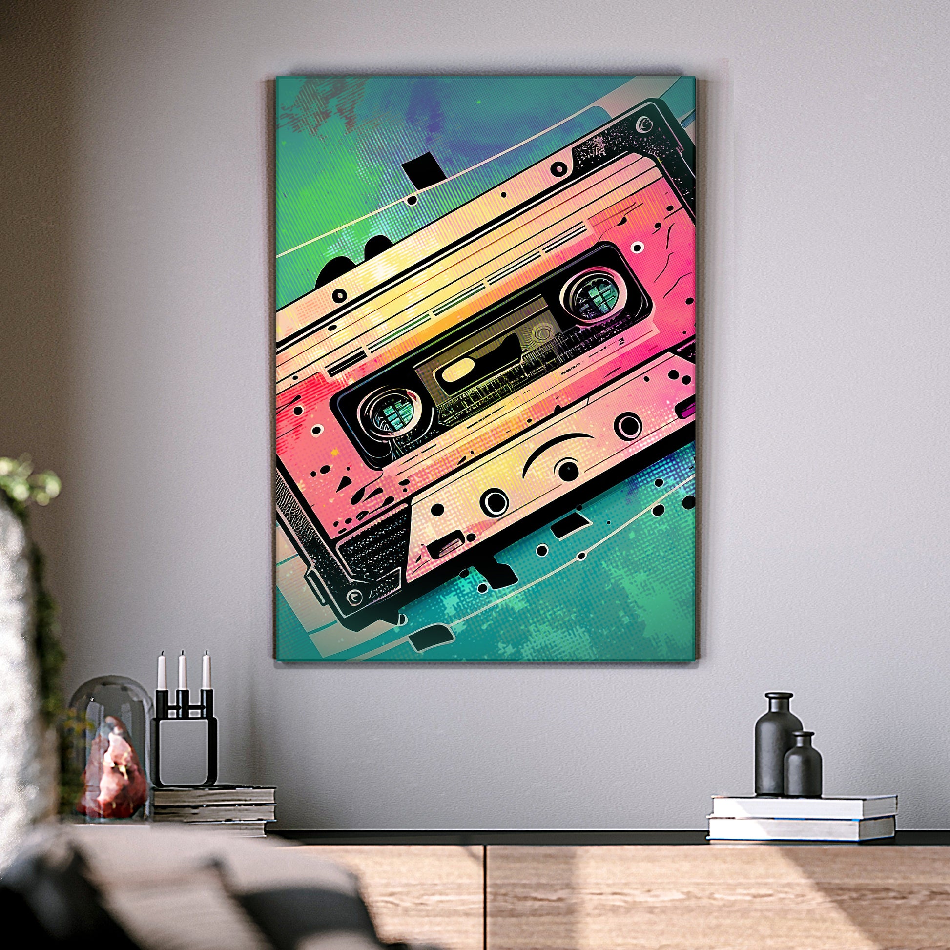 Music Equipment Cassette Tape Pop Art Canvas Wall Art Style 1 - Image by Tailored Canvases