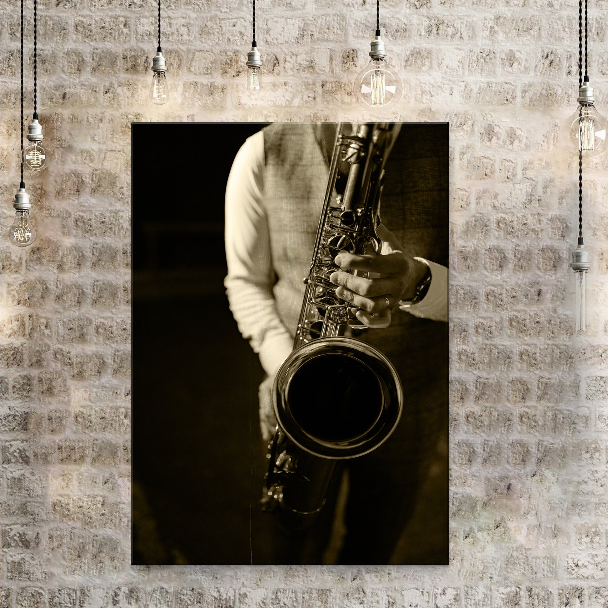 Music Genres Jazz Sepia Canvas Wall Art Style 1 - Image by Tailored Canvases