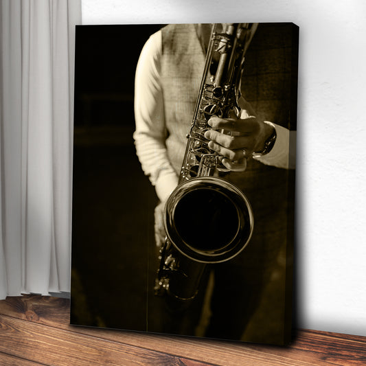 Music Genres Jazz Sepia Canvas Wall Art Style 2 - Image by Tailored Canvases