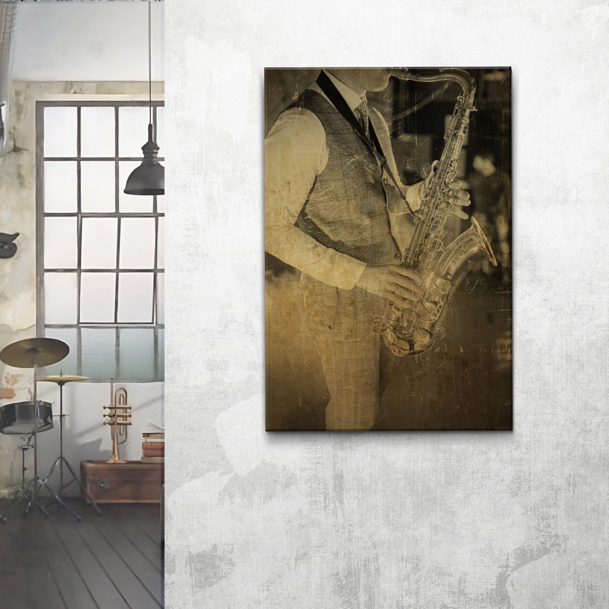 Music Genres Jazz Vintage Canvas Wall Art  - Image by Tailored Canvases