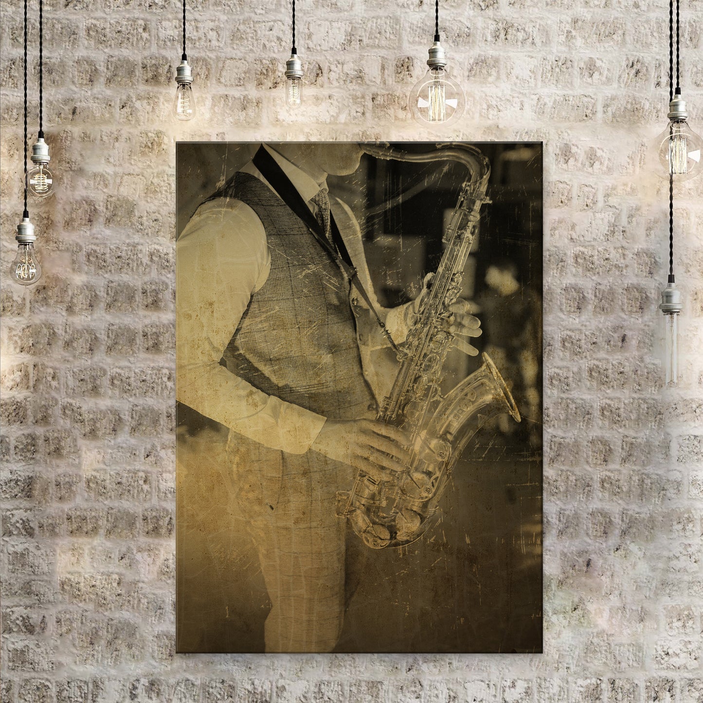 Music Genres Jazz Vintage Canvas Wall Art Style 1 - Image by Tailored Canvases