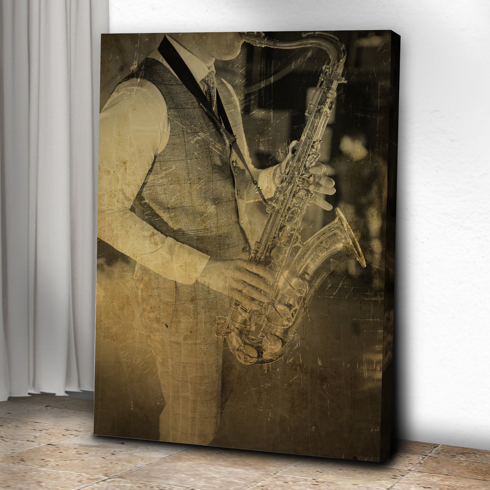 Music Genres Jazz Vintage Canvas Wall Art Style 2 - Image by Tailored Canvases