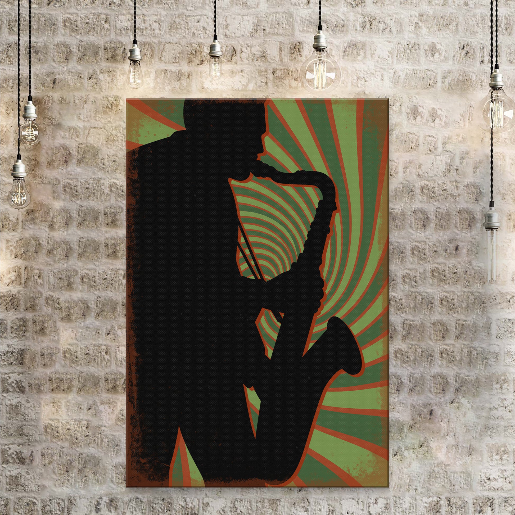 Music Genres Jazz Retro Canvas Wall Art Style 2 - Image by Tailored Canvases