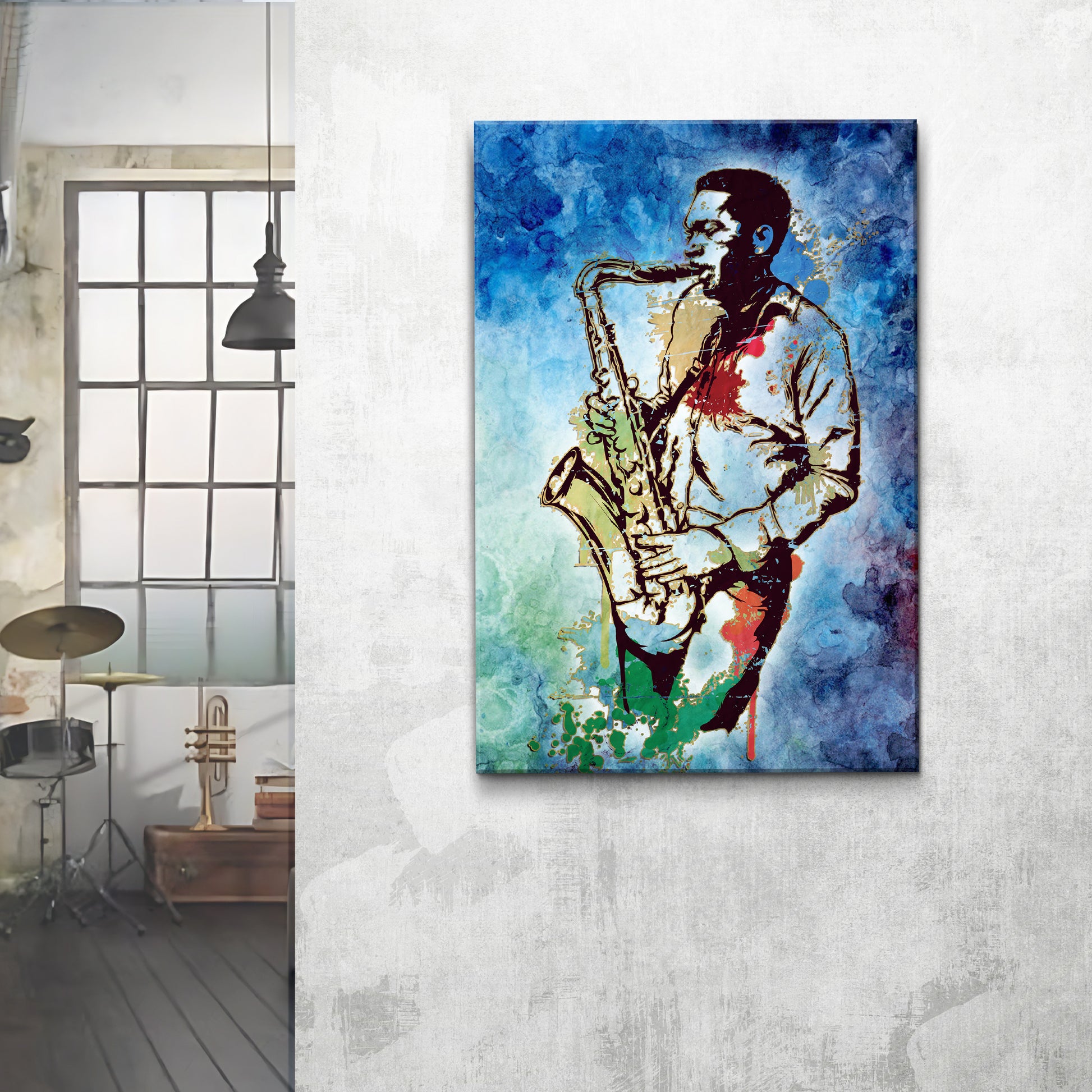 Music Genres Jazz Watercolor Canvas Wall Art  - Image by Tailored Canvases