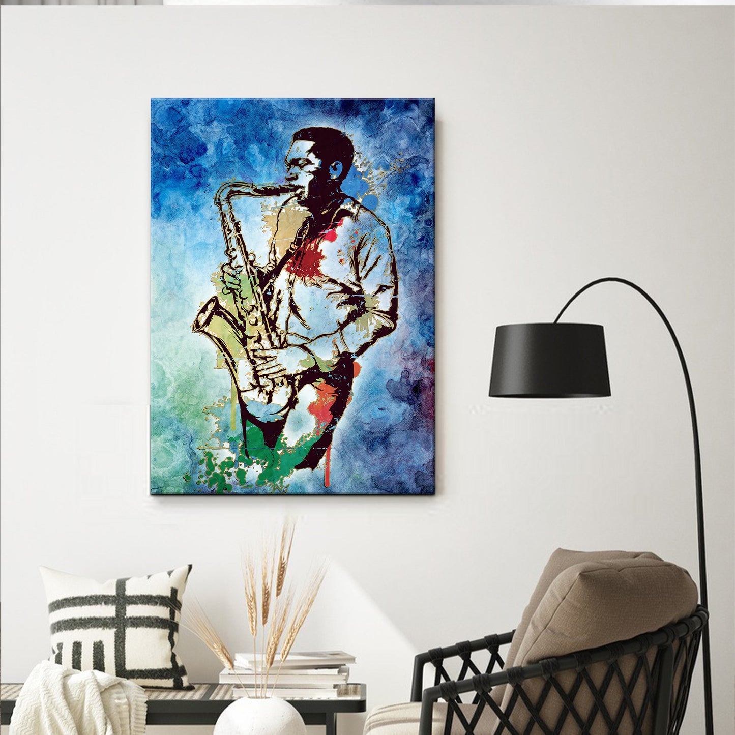 Music Genres Jazz Watercolor Canvas Wall Art Style 1 - Image by Tailored Canvases