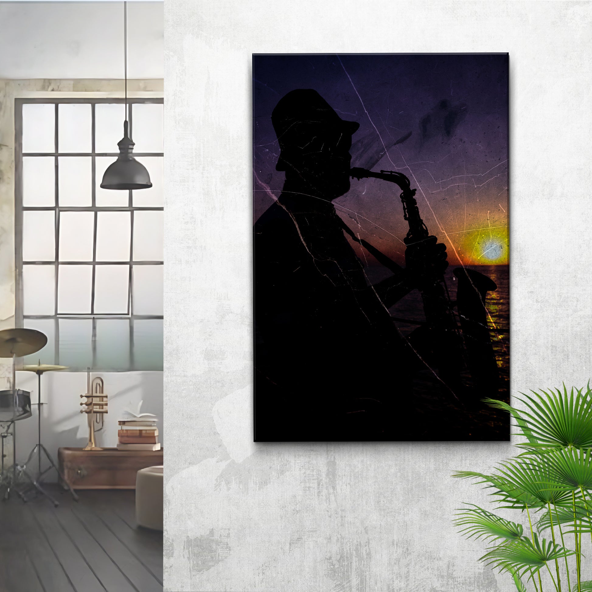 Music Genres Jazz Grunge Canvas Wall Art Style 1 - Image by Tailored Canvases