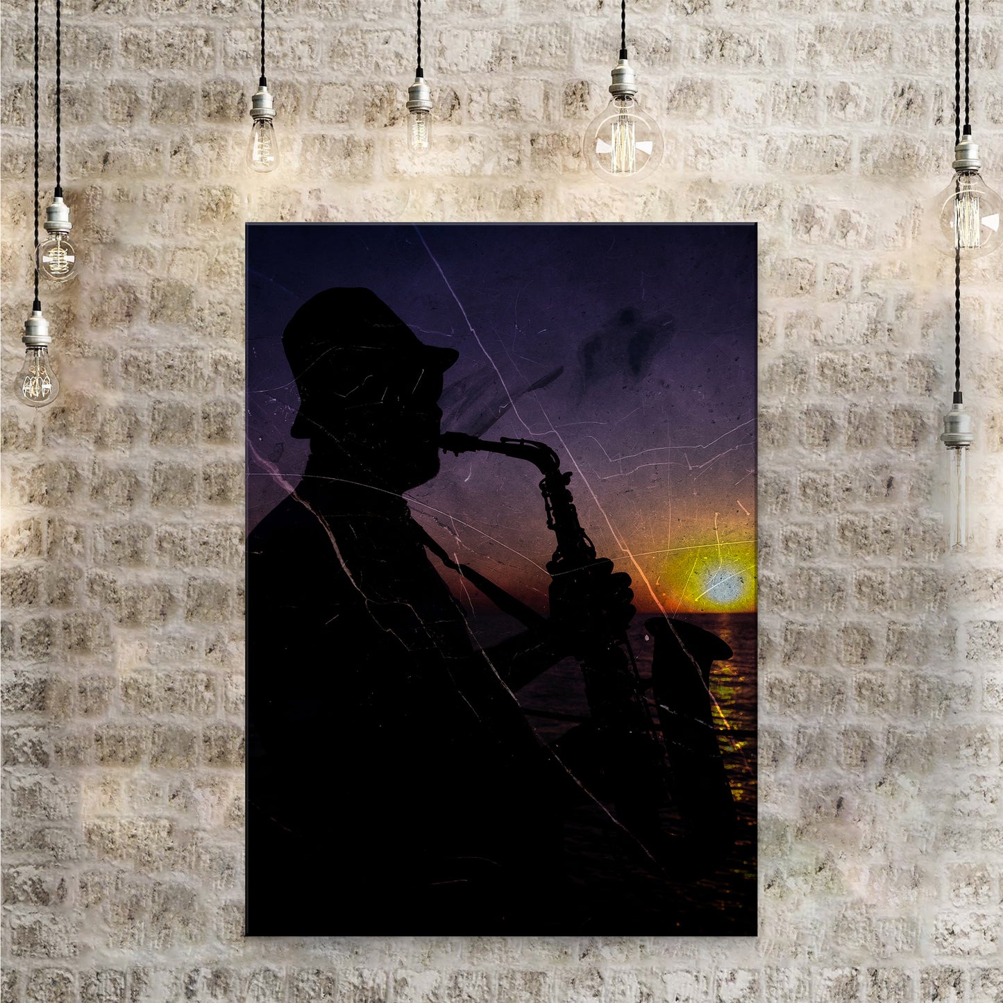 Music Genres Jazz Grunge Canvas Wall Art Style 2 - Image by Tailored Canvases