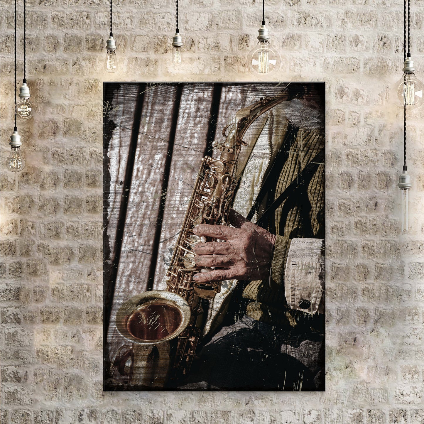Music Genres Jazz Rustic Canvas Wall Art Style 1 - Image by Tailored Canvases