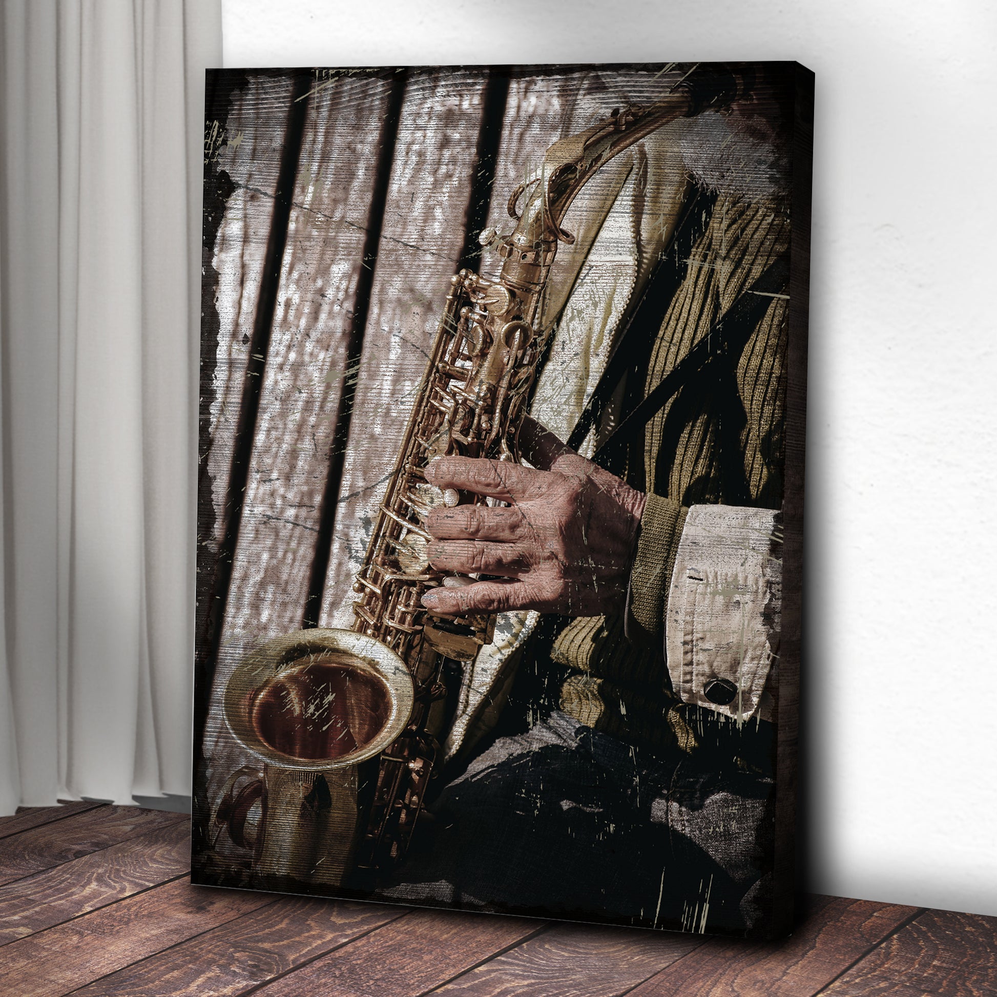 Music Genres Jazz Rustic Canvas Wall Art Style 2 - Image by Tailored Canvases