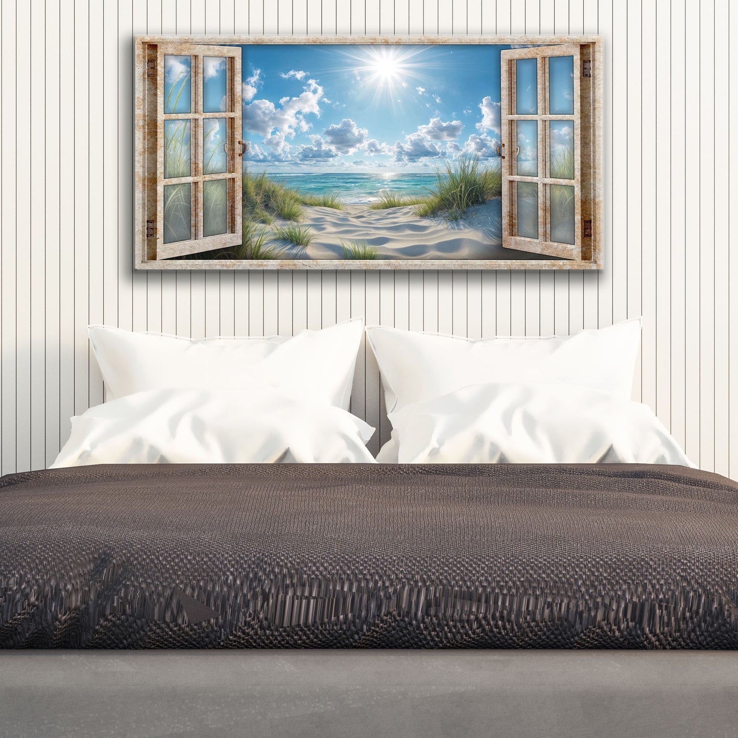 Morning Beach Window Scenery Wall Art