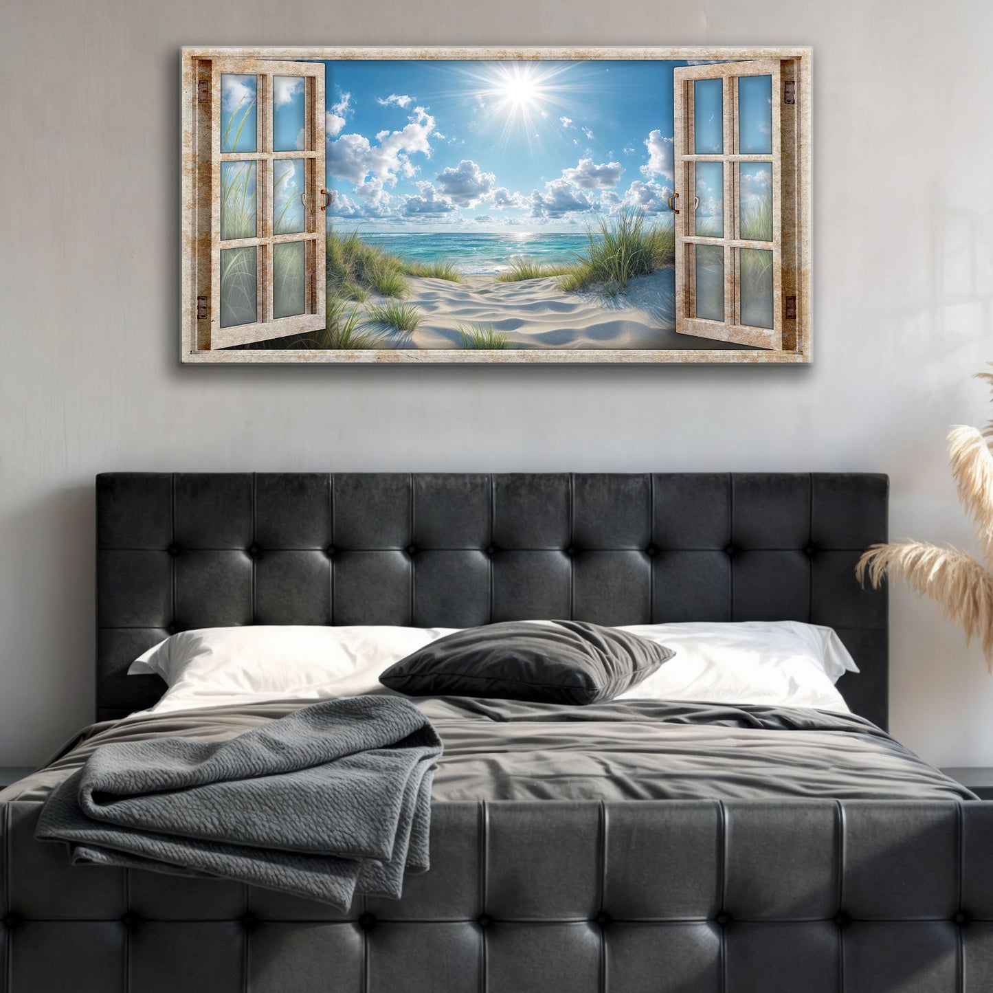 Morning Beach Window Scenery Wall Art