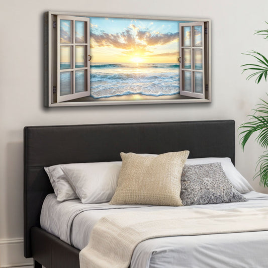 Sunrise Beach Window Scenery Wall Art