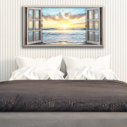 Sunrise Beach Window Scenery Wall Art