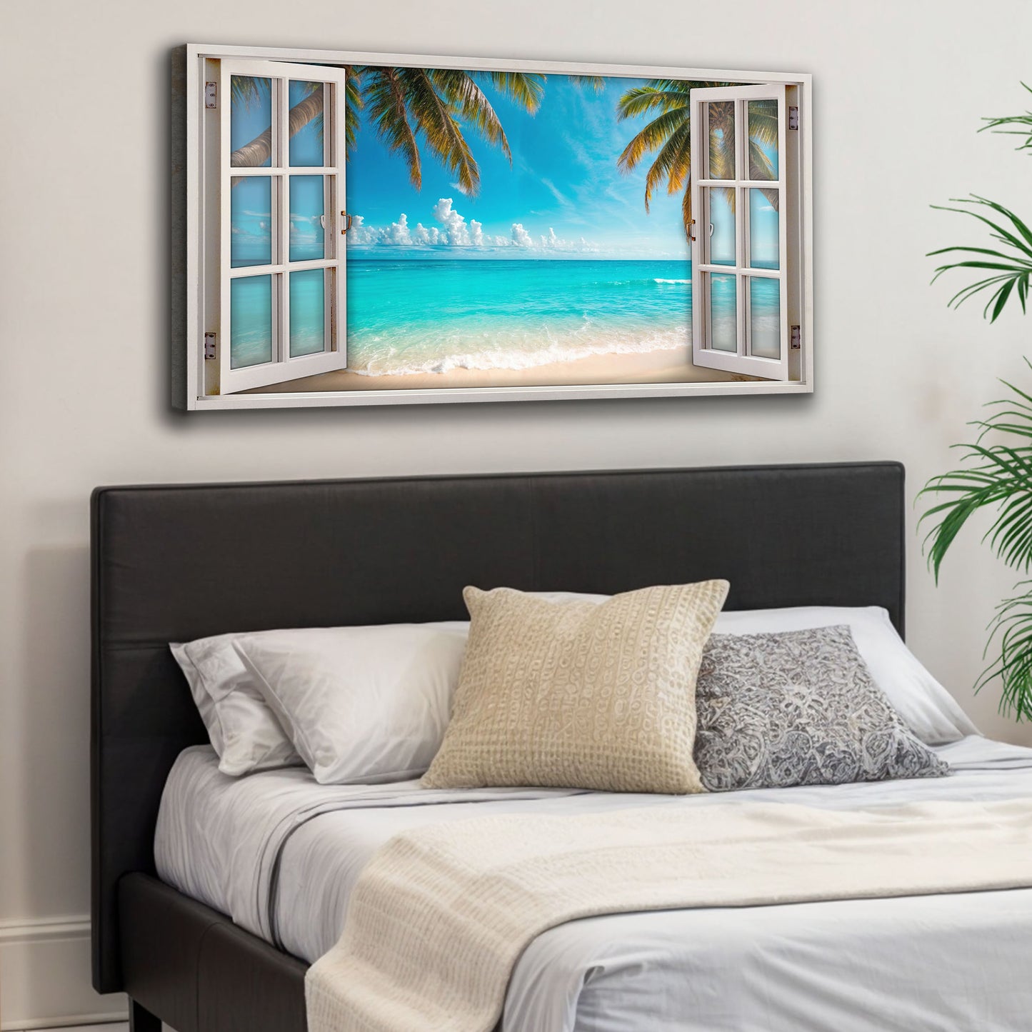 Coconut Palm Beach Window Scenery Wall Art