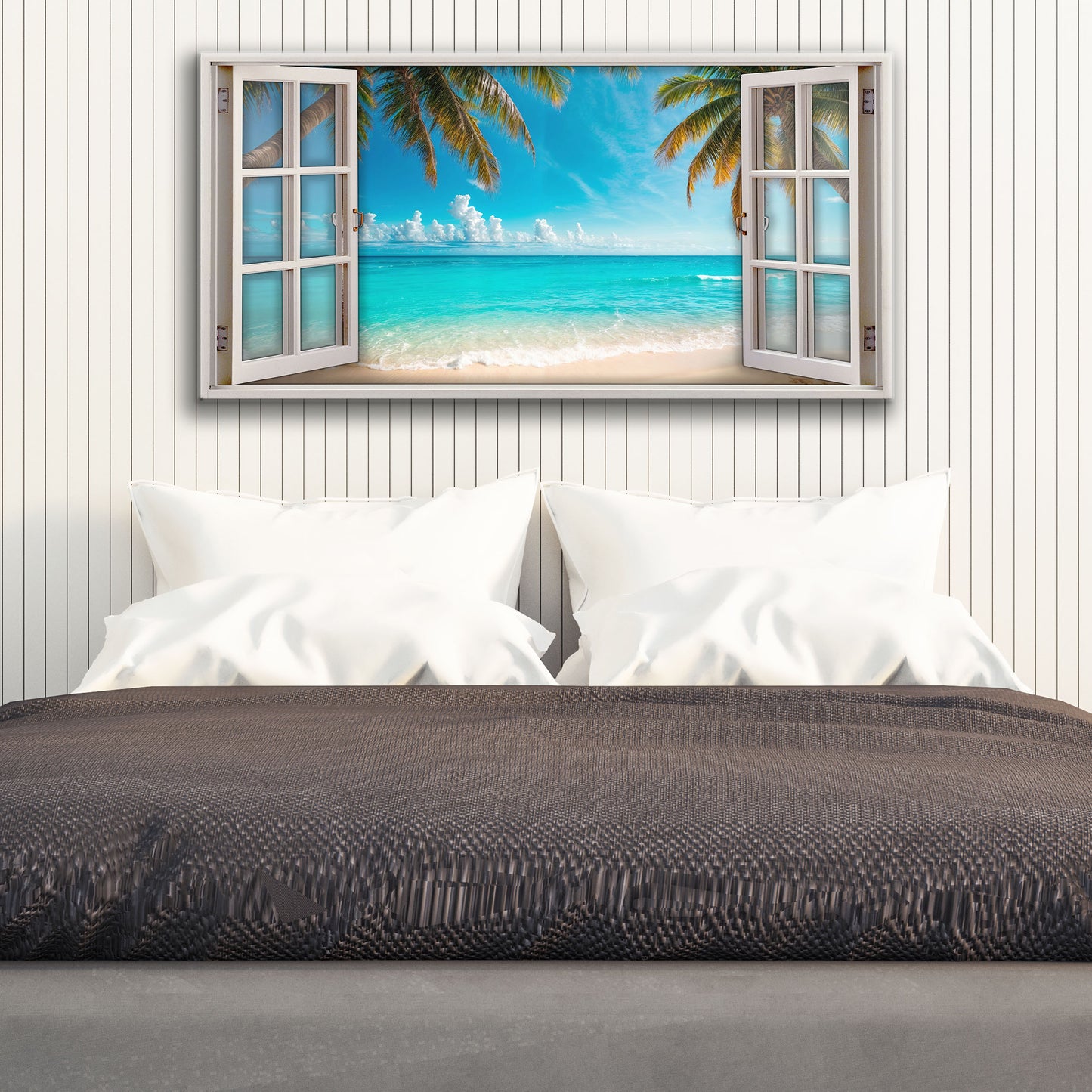 Coconut Palm Beach Window Scenery Wall Art