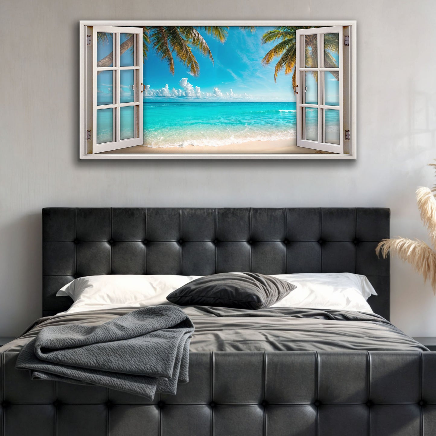 Coconut Palm Beach Window Scenery Wall Art