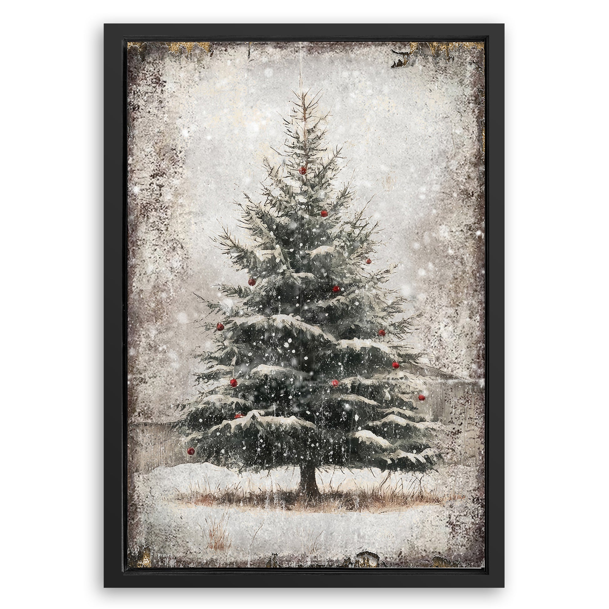 Save 33% When You Add A Frame To Your 36x24 Vintage Pine Tree Christmas Wall Art III Canvas Now
