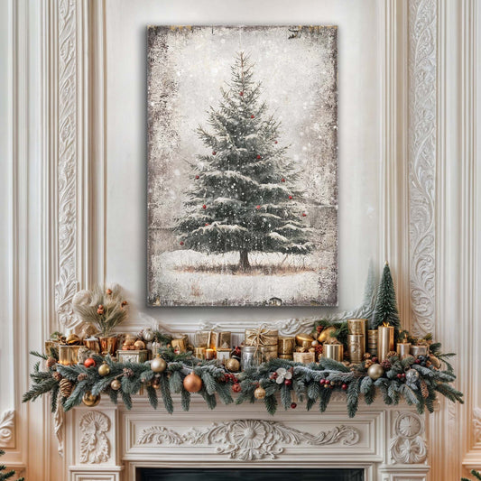 Vintage Pine Tree Christmas Wall Art III | Image by Tailored Canvases