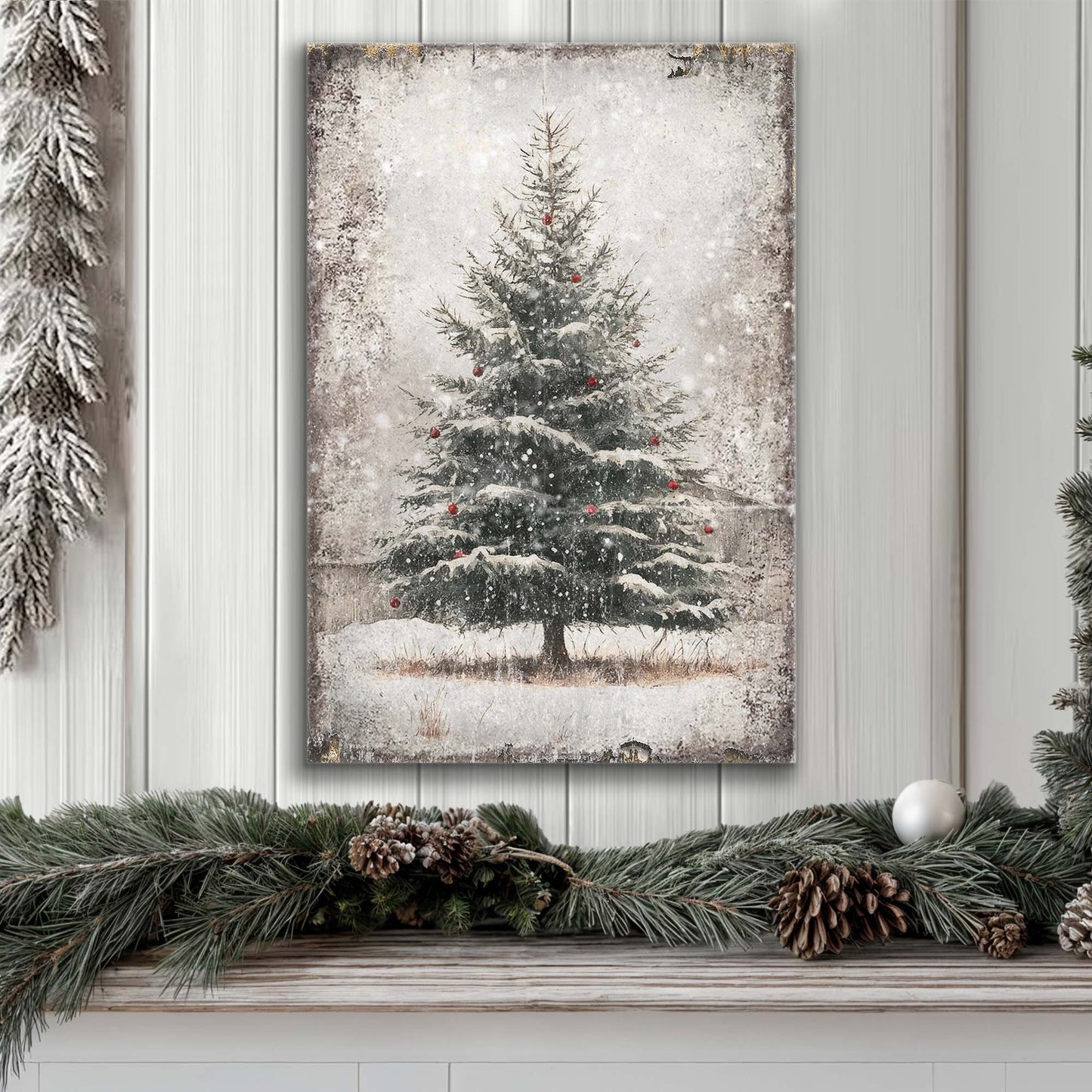 Vintage Pine Tree Christmas Wall Art III