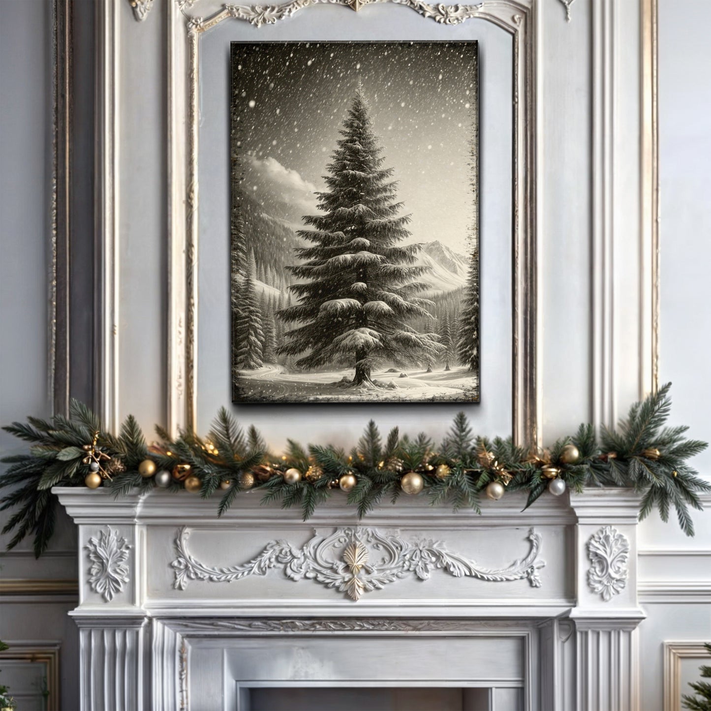 Vintage Pine Tree Christmas Wall Art II