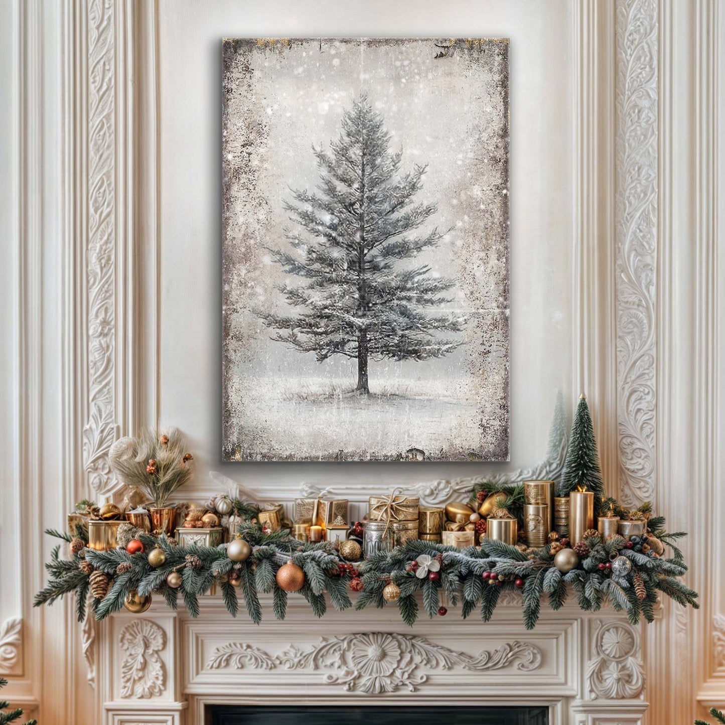 Vintage Christmas Tree Wall Art IX