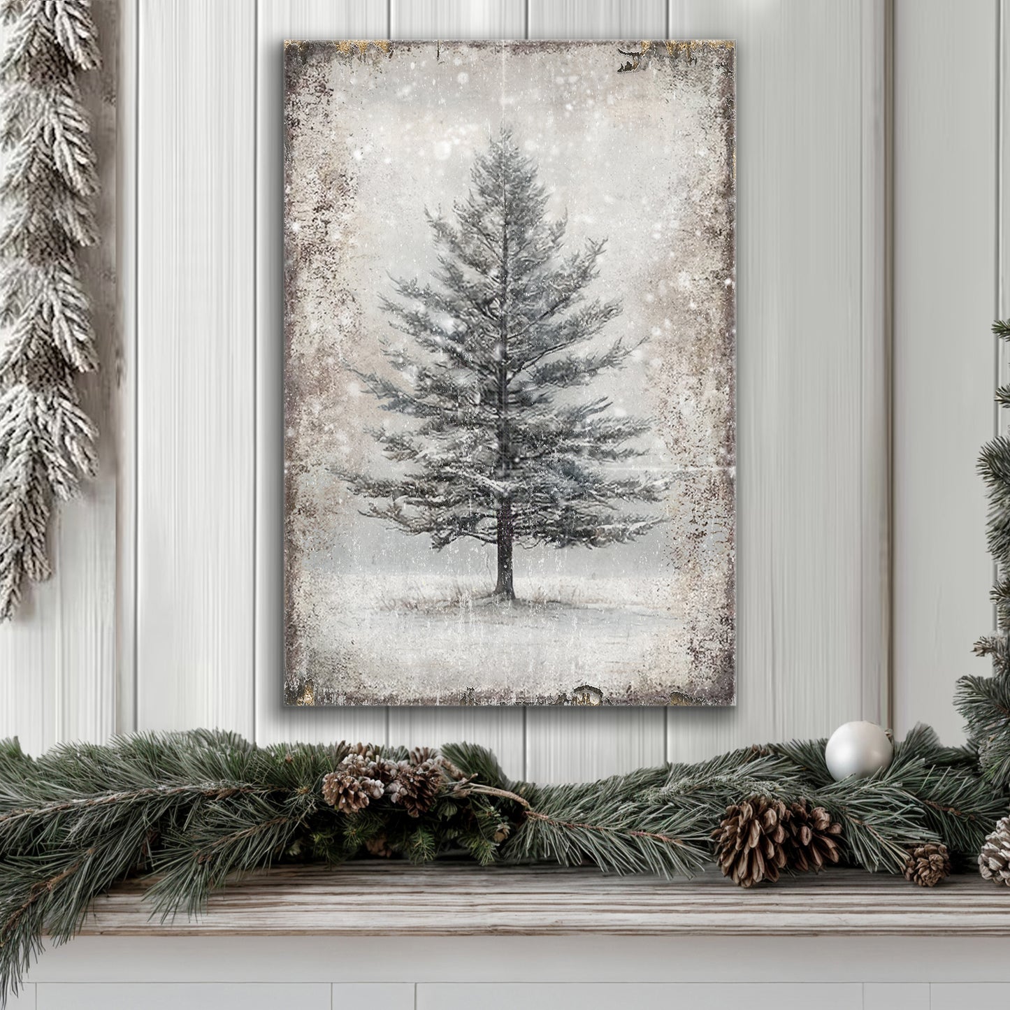 Vintage Christmas Tree Wall Art IX