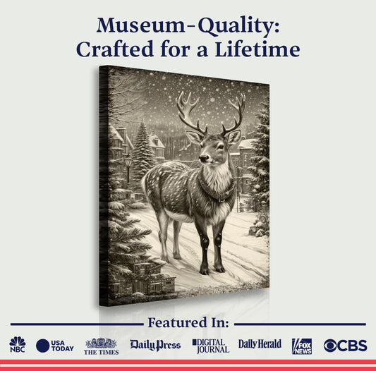 Vintage Winter Deer Christmas Wall Art II  | Image by Tailored Canvases
