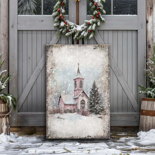 Vintage Church Christmas Wall Art | Tailored Canvases