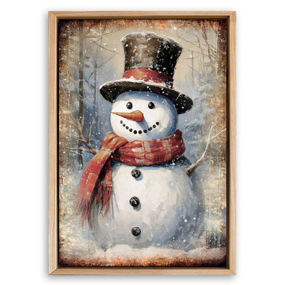 Save 33% When You Add A Frame To Your 24x16 Vintage Snowman Christmas Wall Art Canvas Now