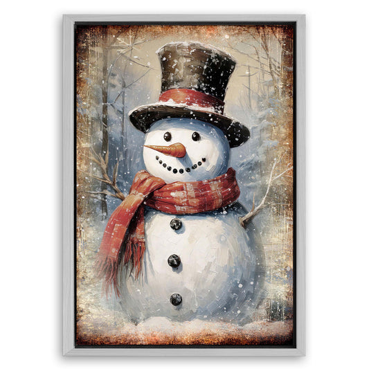 Save 33% When You Add A Frame To Your 36x24 Vintage Snowman Christmas Wall Art Canvas Now