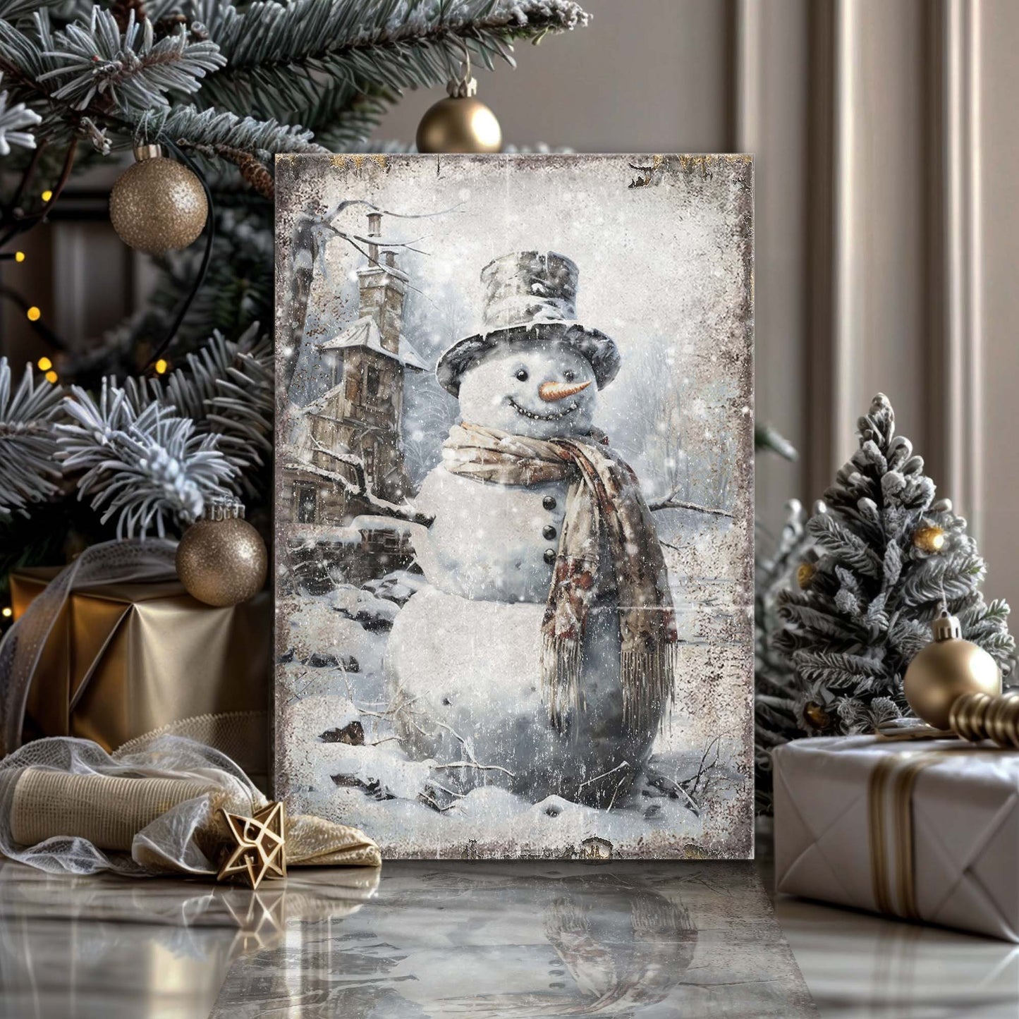 Vintage Snowman Christmas Wall Art II