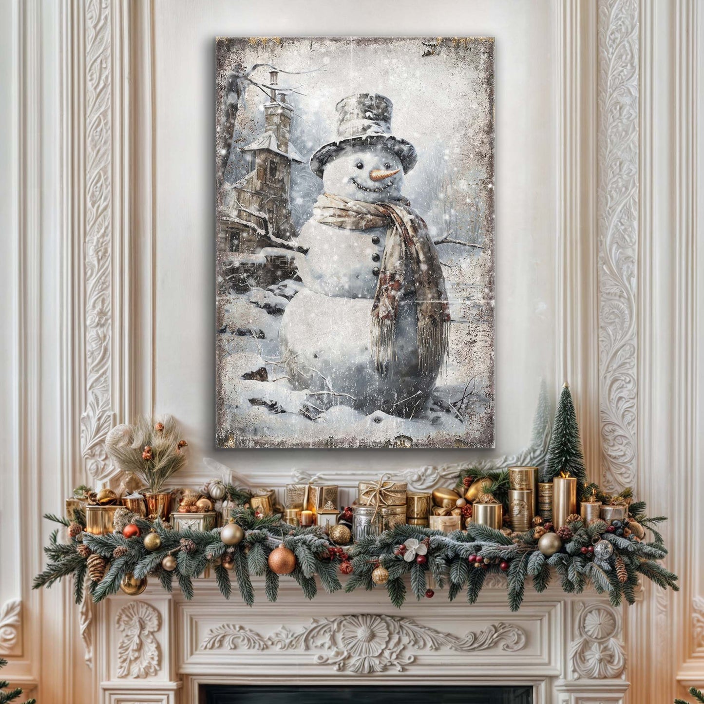 Vintage Snowman Christmas Wall Art II