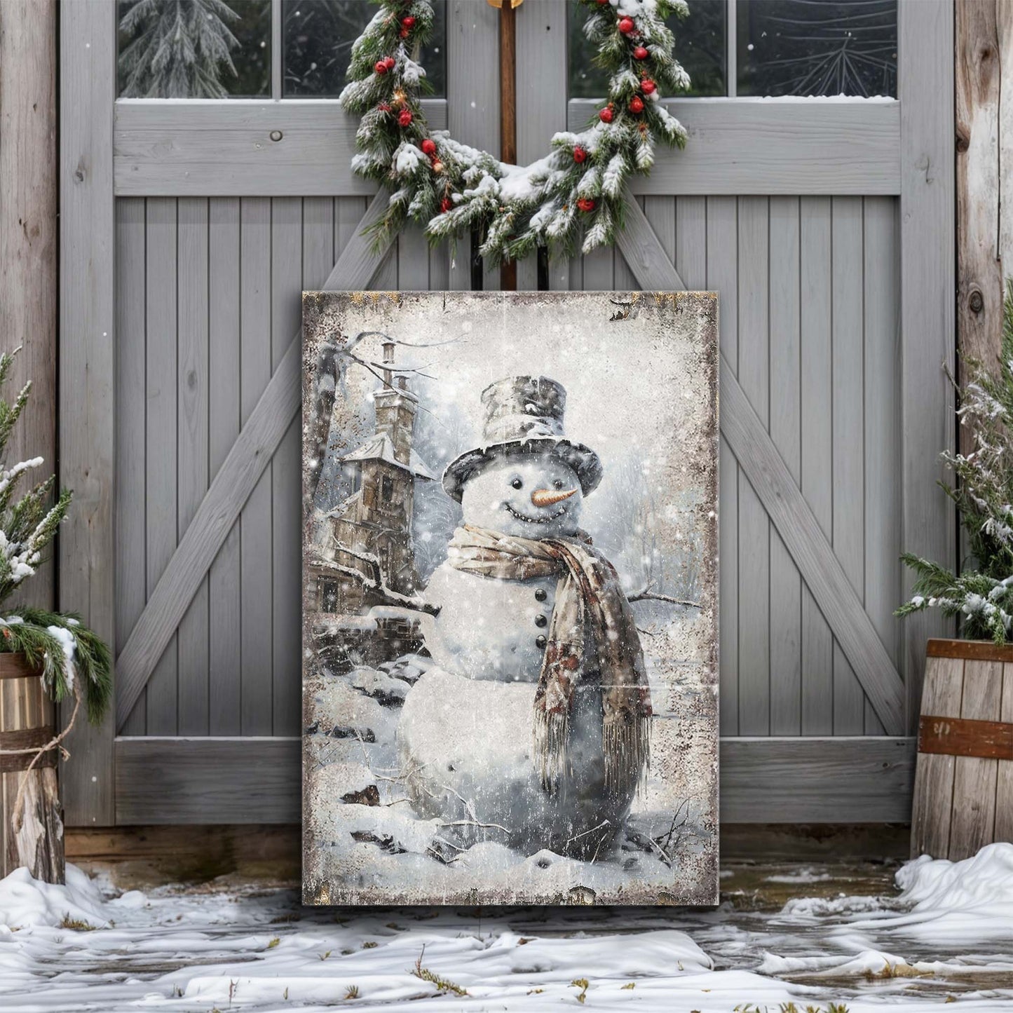 Vintage Snowman Christmas Wall Art II