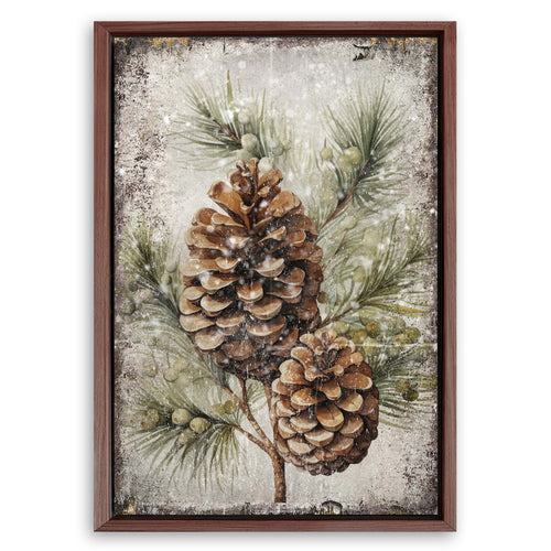 Save 33% When You Add A Frame To Your 18x12 Vintage Winter Pine Cone Christmas Wall Art II Canvas Now