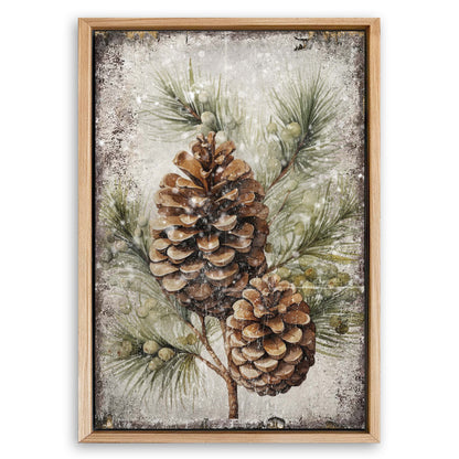 Save 33% When You Add A Frame To Your 18x12 Vintage Winter Pine Cone Christmas Wall Art II Canvas Now