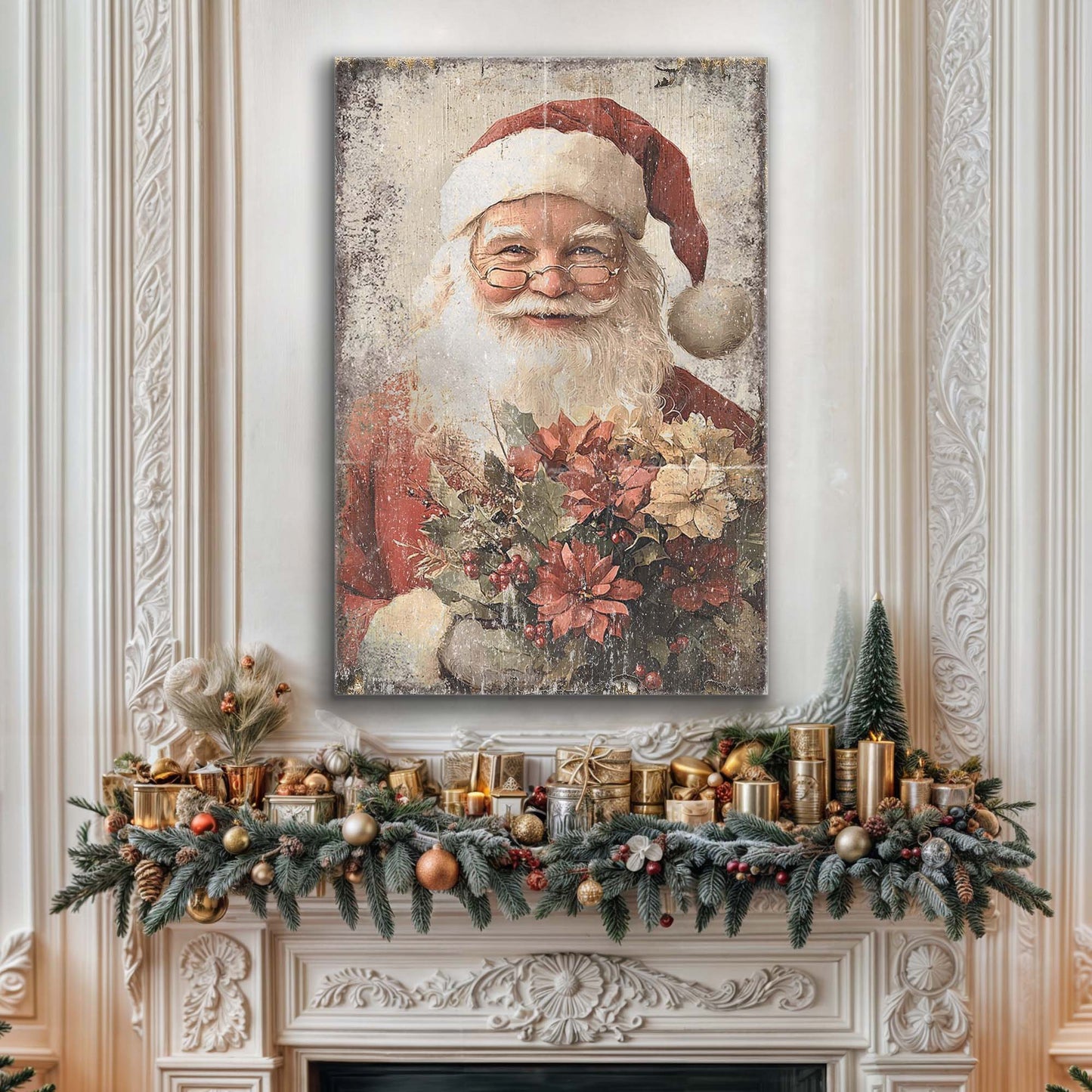 Vintage Christmas Santa Claus Wall Art