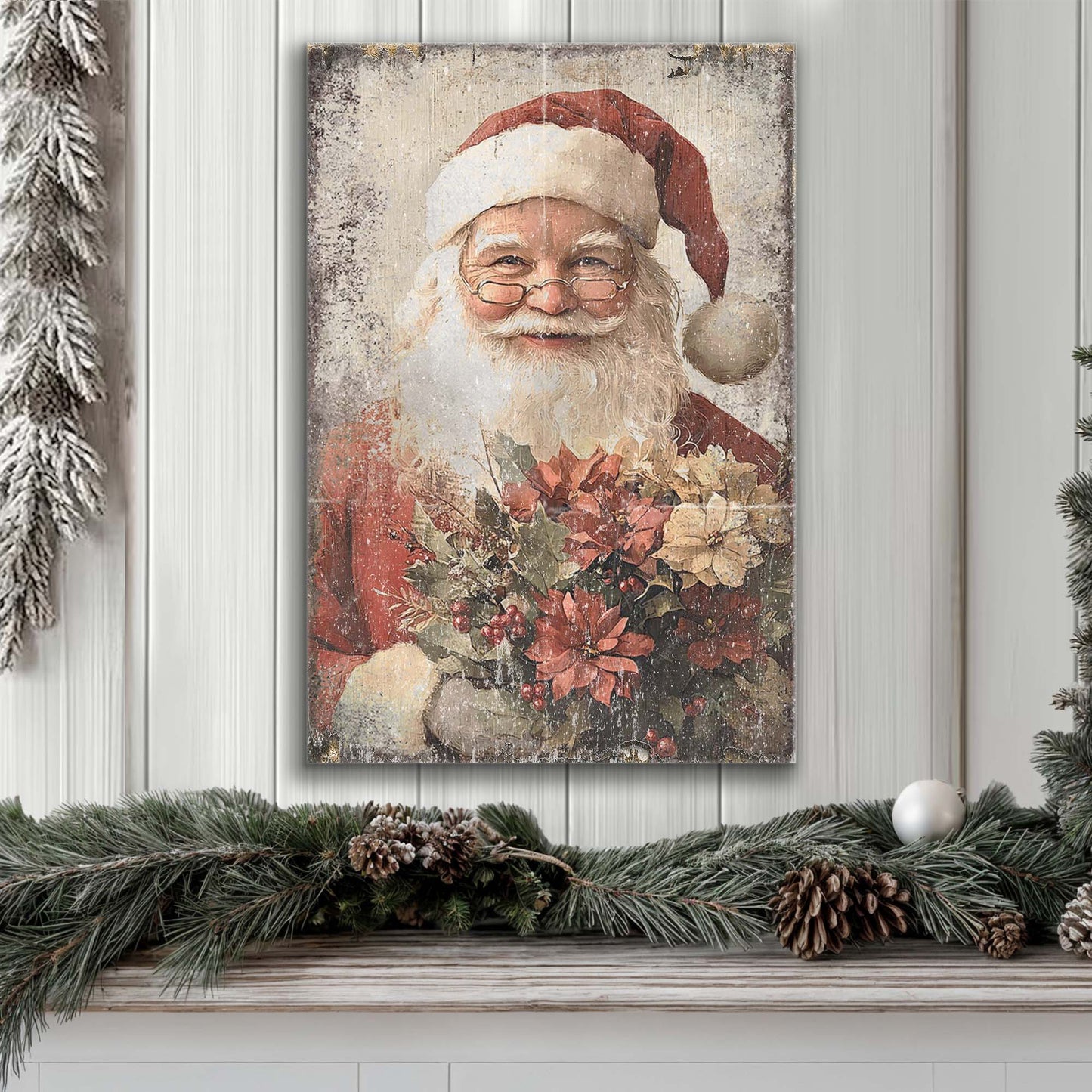 Vintage Christmas Santa Claus Wall Art