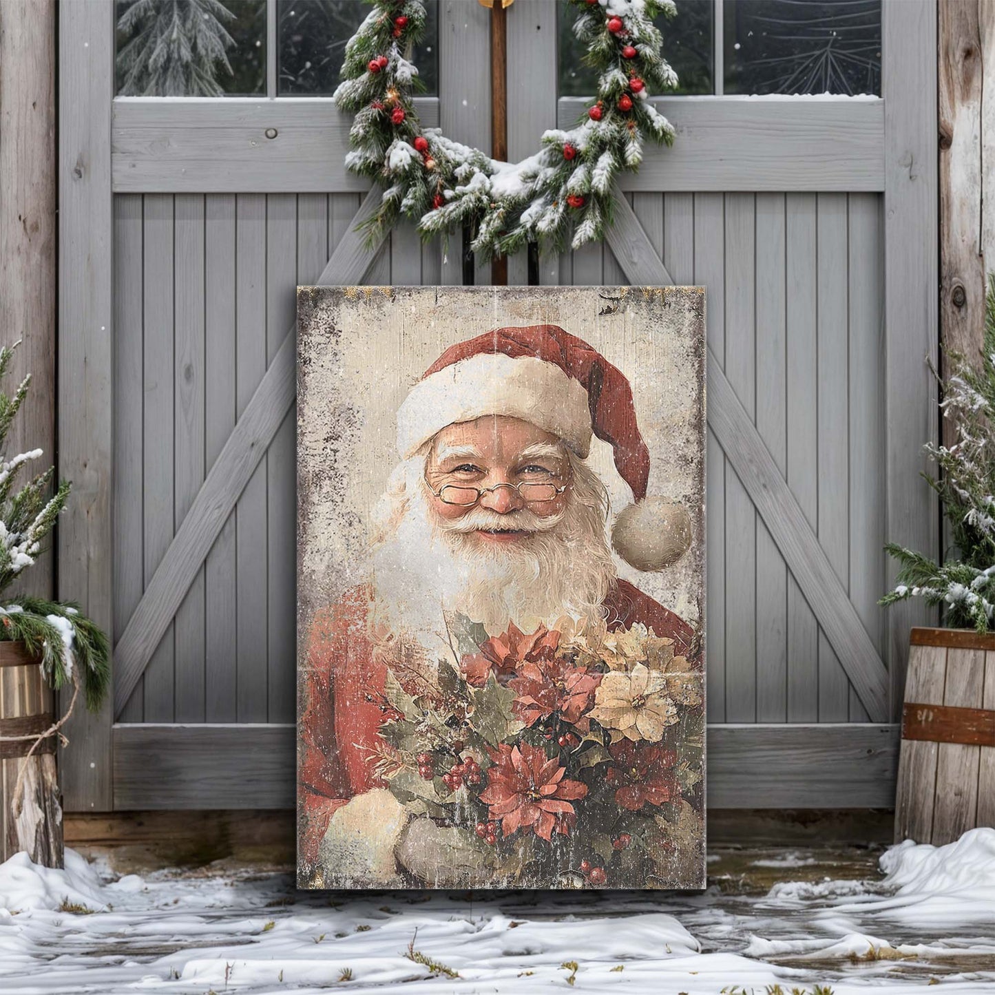 Vintage Christmas Santa Claus Wall Art