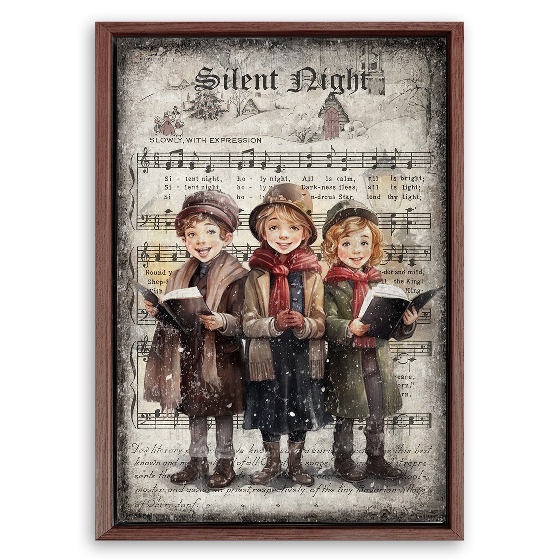 Save 33% When You Add A Frame To Your 24x16 Vintage Christmas Carolers Wall Art III Canvas Now