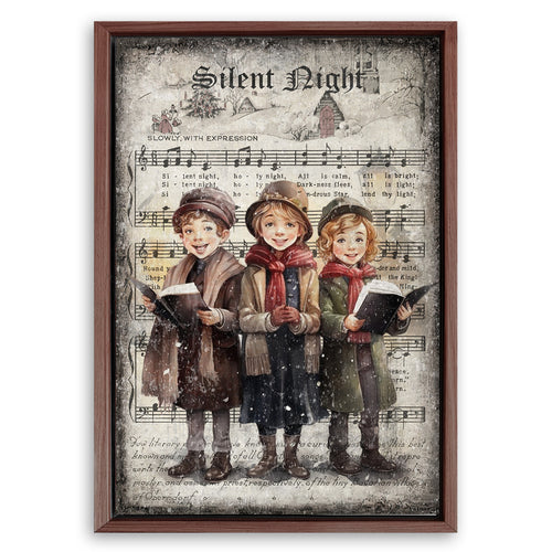 Save 33% When You Add A Frame To Your 24x16 Vintage Christmas Carolers Wall Art III Canvas Now