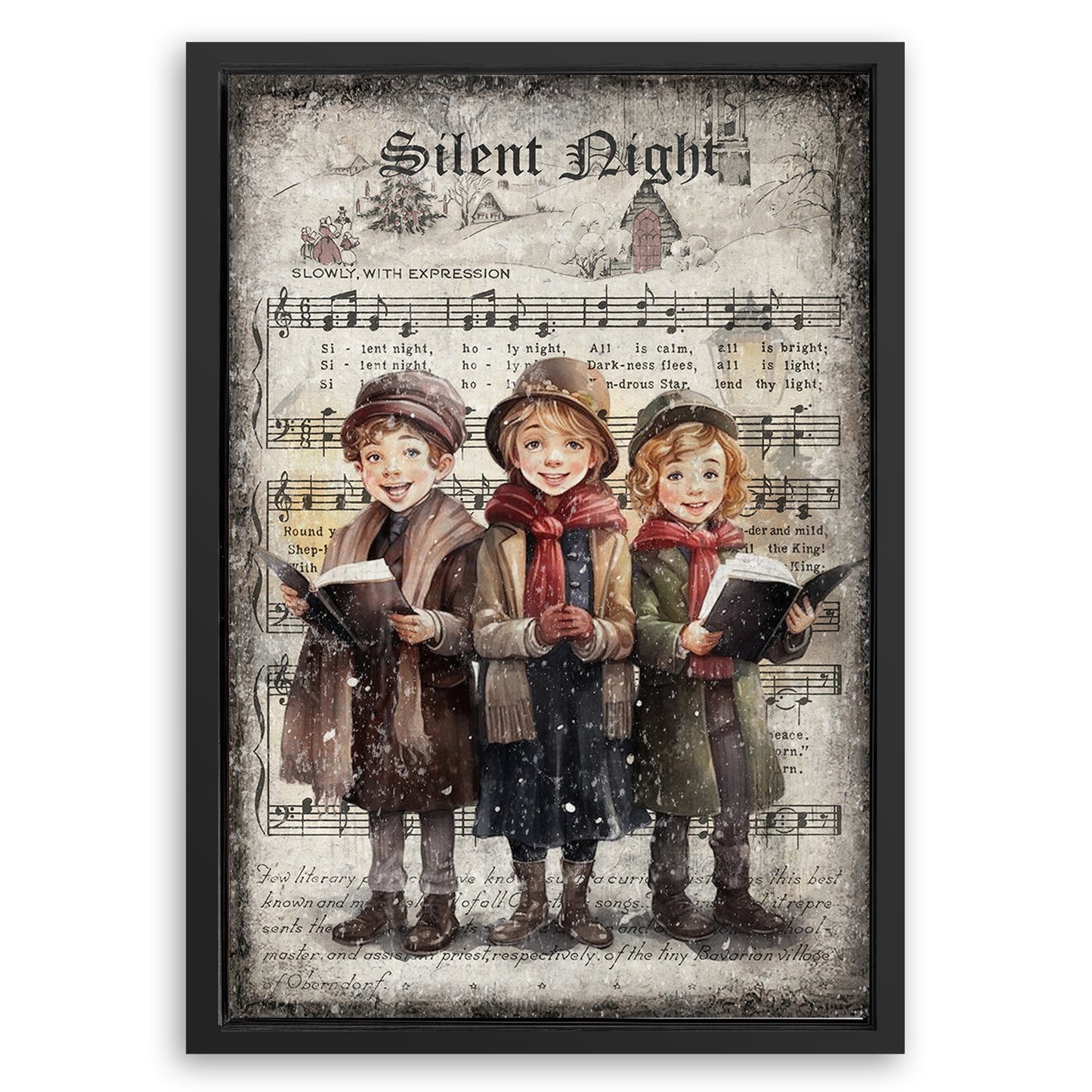 Save 33% When You Add A Frame To Your 24x16 Vintage Christmas Carolers Wall Art III Canvas Now