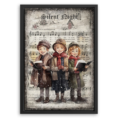 Save 33% When You Add A Frame To Your 24x16 Vintage Christmas Carolers Wall Art III Canvas Now