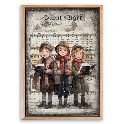 Save 33% When You Add A Frame To Your 24x16 Vintage Christmas Carolers Wall Art III Canvas Now