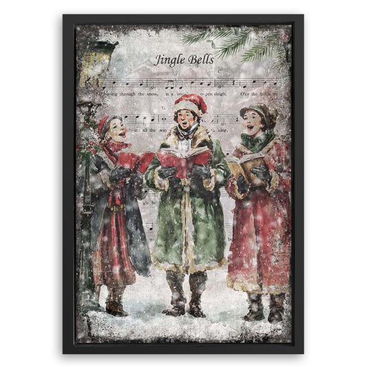 Save 33% When You Add A Frame To Your 24x16 Vintage Christmas Carolers Wall Art II Canvas Now