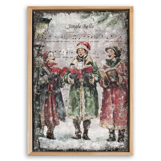 Save 33% When You Add A Frame To Your 24x16 Vintage Christmas Carolers Wall Art II Canvas Now