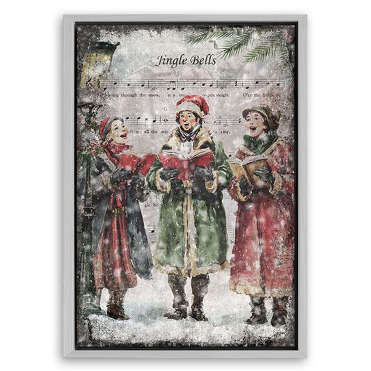 Save 33% When You Add A Frame To Your 24x16 Vintage Christmas Carolers Wall Art II Canvas Now