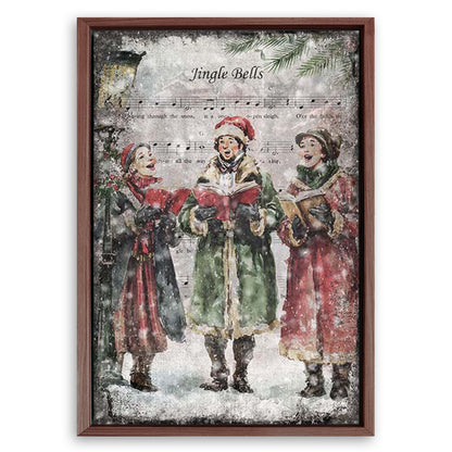 Save 33% When You Add A Frame To Your 24x16 Vintage Christmas Carolers Wall Art II Canvas Now
