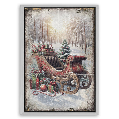Save 33% When You Add A Frame To Your 36x24 Vintage Christmas Sleigh Sled Wall Art Canvas Now