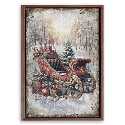 Save 33% When You Add A Frame To Your 36x24 Vintage Christmas Sleigh Sled Wall Art Canvas Now